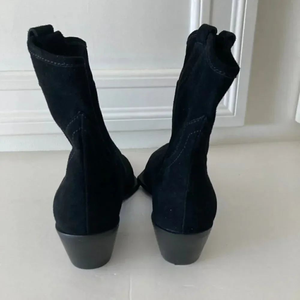 NWOT Intentionally Blank Free People Point Me West Black Suede Ankle Boots Sz 8